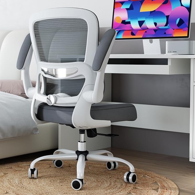 TRALT Office Chair - Ergonomic Desk Chair with Adjustable Lumbar Support, Mesh Computer Chair, Executive Chairs for Home Office Comfortable Lumbar Support (White+Black)