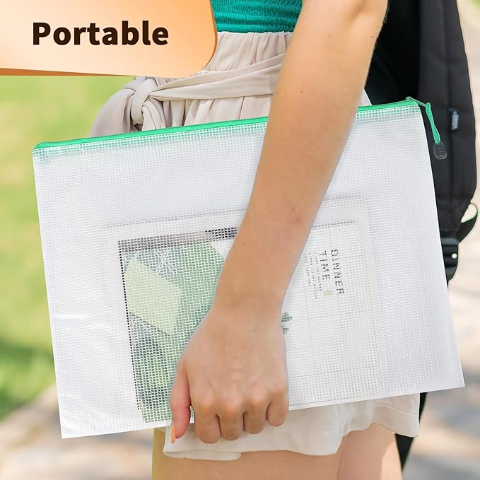 Umriox Zipper Mesh Document Pouch, 9.5x7.1 in (6 Colors, 18 Packs), Clear Zipper Pouches, Waterproof Zipper Pouches for Office Supplies Cosmetics Travel Storage