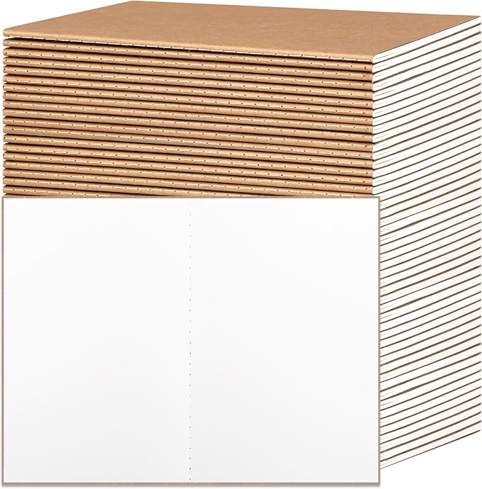EOOUT 48pcs Kraft Paper Notebooks, Journals for Kids, Blank Paper, 60 Pages, 80GSM, 8.3 X 5.5 Inch, Travel Journal Set, for Travelers, Students and Office Supplies