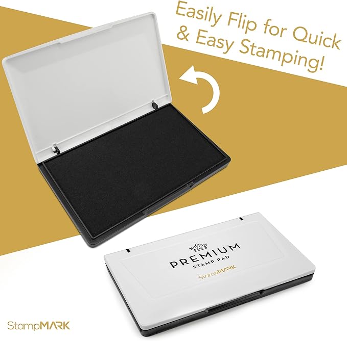 Premium Stamp Pad Large Size 3.5" x 6" - for Traditional Rubber Stamps - Felt Pad Black Color