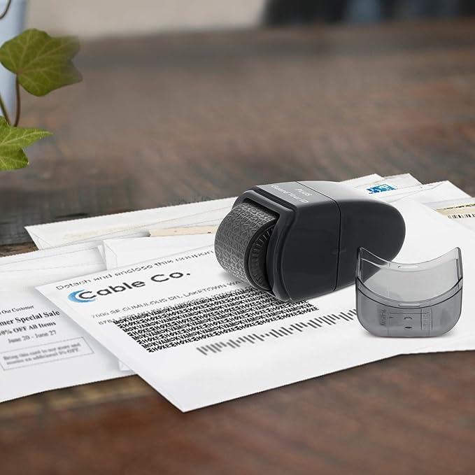 Guard Your ID Identity Protection Security Prevention Stamp Roller (Black) IS-520CM