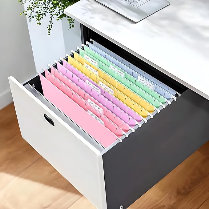 SUNEE 25 Pack Hanging File Folders, Bright Folders, Hanging File Folders Letter Size with 1/5-cut Tabs, Stay Organized for Your Home and Office Bulk File and Documents