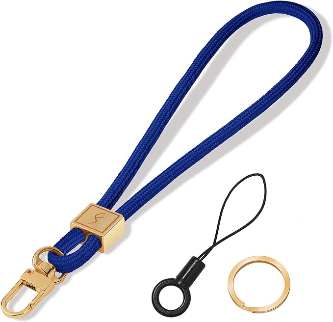Fishent Keychain Wristlet lanyard, Cute Key Chain Holder, Upgraded Woven Wrist Lanyard for Keys, Wristlet Strap Keychain for Women Men Car Keys ID Badges Card Wallet Phone (Royal Blue)