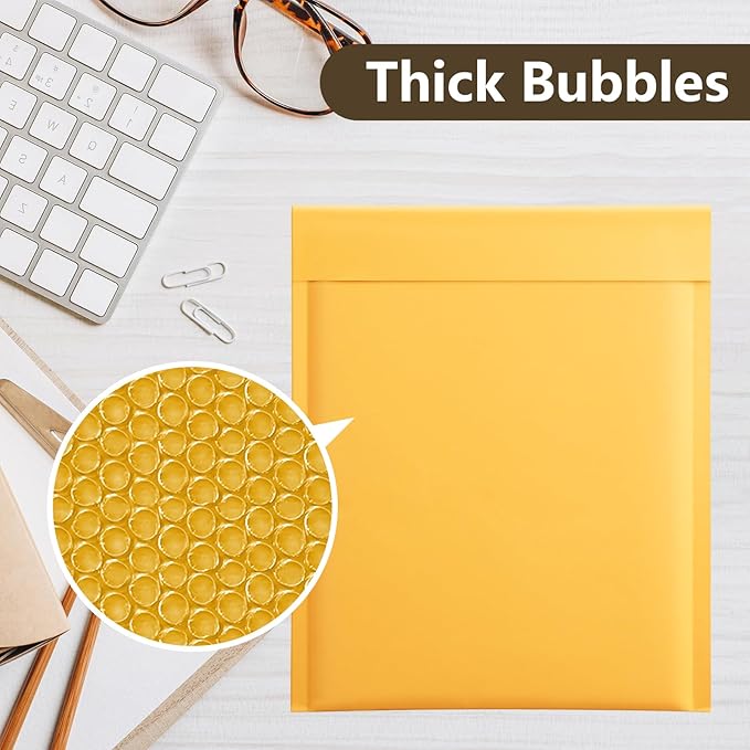 UCGOU Kraft Bubble Mailers 6x10 Inch 100 Pack Usable Size 6x9 Inch Yellow Padded Envelopes #0 Small Business Mailing Packages Self Sealing Tear Resistant Boutique Shipping Bags for Jewelry Supplies