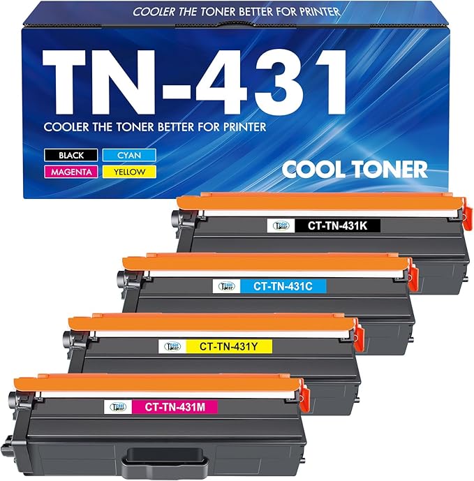 TN-431 TN431 Toner Cartridge Replacement for Brother TN431 TN 431 TN-431 TN431BK TN431C TN431M TN431Y for Brother MFCL8900CDW HLL8360CDW HLL8260CDW MFCL8610CDW HLL8360CDWT Printer Ink (BCYM, 4 Pack)