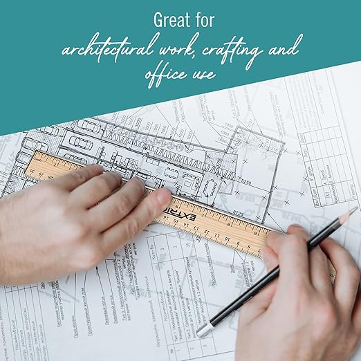 Rulers 12 Pack - Rulers 12 Inch, Wood Ruler with Metal Edge Great for School, Classroom, Home, and Office