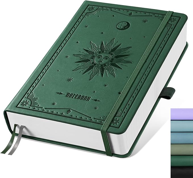 EMSHOI Graph Paper Notebook - 320 Pages, A5 Hardcover Leather, 100gsm Thick Paper, Square Grid Notebook for Women Men Work School Math Writing, Graphing, Engineering, 5.75 x 8.38, Dark Green