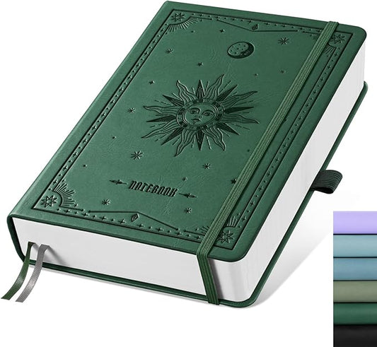 EMSHOI Graph Paper Notebook - 320 Pages, A5 Hardcover Leather, 100gsm Thick Paper, Square Grid Notebook for Women Men Work School Math Writing, Graphing, Engineering, 5.75 x 8.38, Dark Green