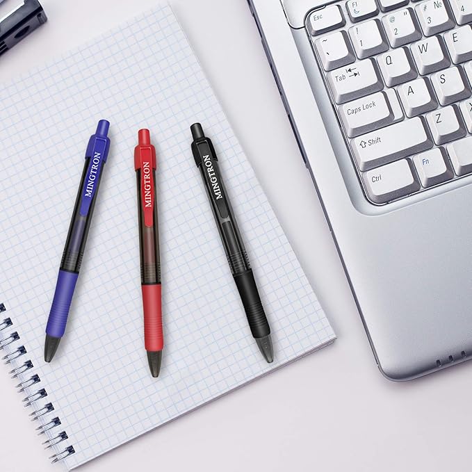 30 Pack Red Fine Point Gel Pens, No Smear Ink, Retractable, 0.5MM, Red Ink