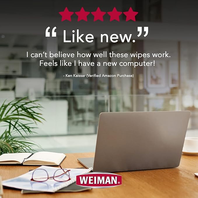 Weiman Electronic Screen Cleaner Wipes - 4 Pack Clean Your Laptop, Computer, TV, and All Electronic Equipment - Electronic Wipes - 30 Count