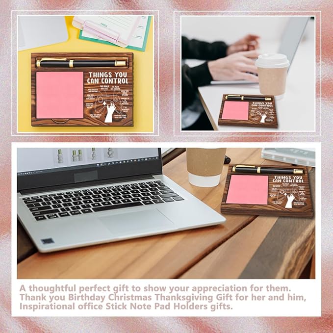 Inspirational Quotes Office Sticky Note Holder, Cute Sticky Note Holder, Thank You Appreciation Gifts for Friends Women Men Coworkers, Office Desk Self-Stick Note Pad Holders YB364