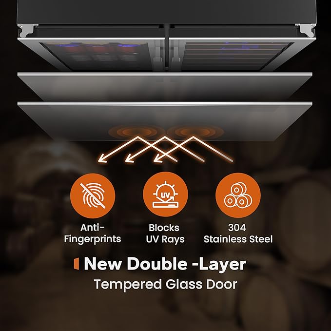 Ca'Lefort 30 Inch Wine and Beverage Refrigerator, 80 Can and 33 Bottle Wine Fridge Dual Zone 36-72°F, 3 LED Beverage Fridge Built in or Freestanding, Perfect for Home/Kitchen(6.00 cu.ft)