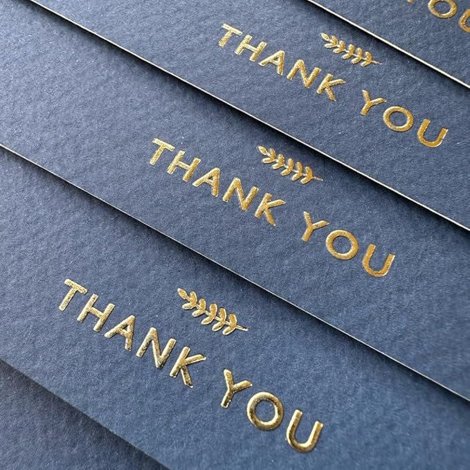 RUN2PRINT Navy Blue Thank You Cards With Envelopes & Stickers - 36 Pack