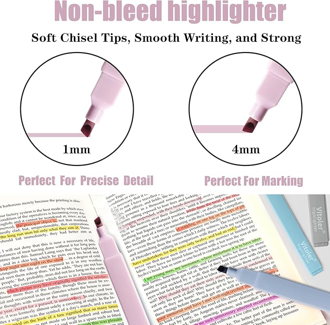 Pastel Highlighters,8pcs Bible Highlighters with Chisel Tip,Cute Markers Highlighter No Bleed,Bible High Lighters Assorted Colors for School Journaling