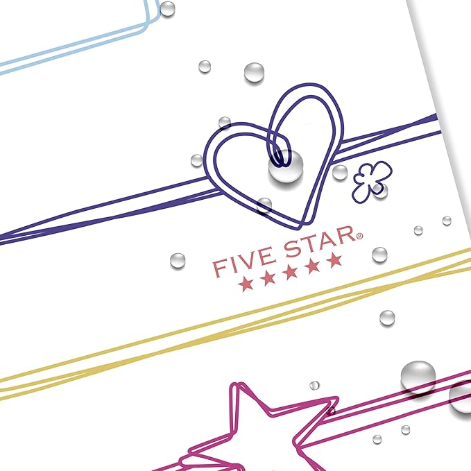 Five Star Spiral Notebook + Study App, 1 Subject, Wide Ruled, 8" x 10-1/2", 80 Sheets, Fights Ink Bleed, Water Resistant Cover, Pastel Doodles (930212F-ECM)