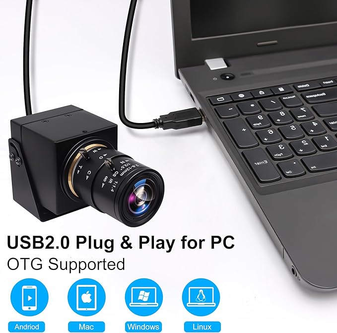 SVPRO 4K Webcam - HDMI/USB Dual Interface, Manual Zoom, 2.8-12mm CS Mount Lens for Close-up, CMOS IMX415 Industrial Camera for Machine Vision