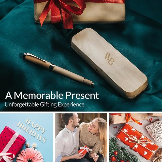 Wordsworth & Black Fountain Pen Set, Luxury Bamboo Wood - Extra Fine Nib, Gift Case; Includes 6 Ink Cartridges, Ink Refill Converter -Journaling, Calligraphy; Drawing, Smooth Writing [Maple Wood]