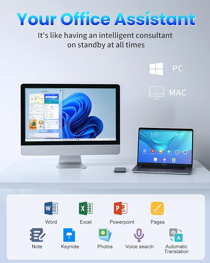 2025 AI Mouse, Bluetooth Wireless Mouse with Voice Input Search, Voice and Word Translation, Form Document Output, Code Generation, AI Writing, AI Drawing, Rechargeable, for Windows, macOS(Pink)