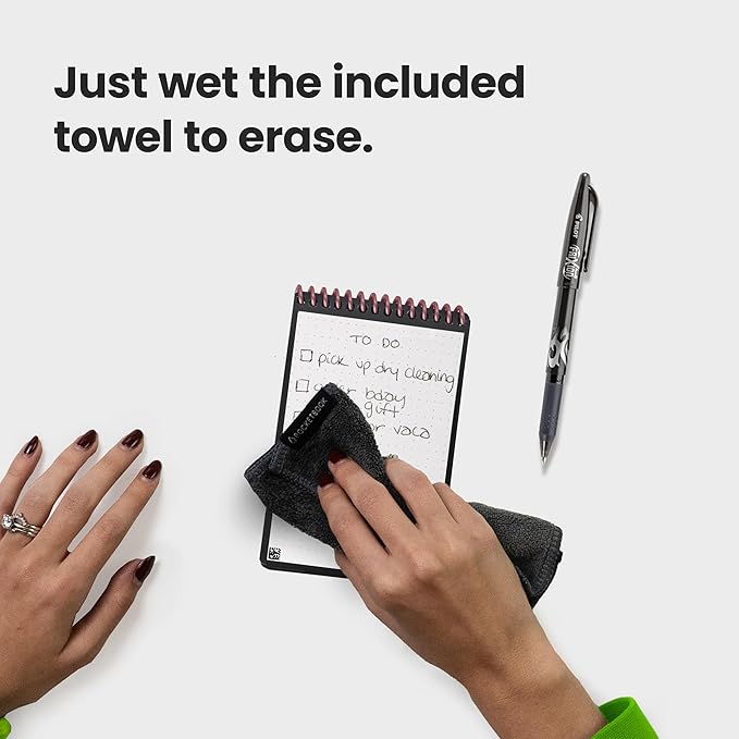 Rocketbook Mini Reusable Smart Notepad, Pocket Size Notebook 3.5x5.5, Pink - Dotted Pages, App-Connected, Erasable, Ideal for On-The-Go List Taking & Quick Notes Anywhere