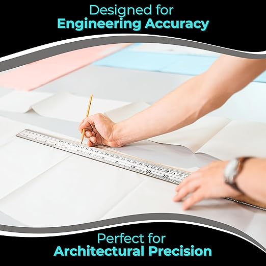 NOKKO Metal Ruler 18 Inch - Pack of 10 - Stainless Steel Ruler Set with Straight Edge Rulers - Precise Metric & Imperial Measurements - Ideal for School, Office, Woodworking & Craft Projects
