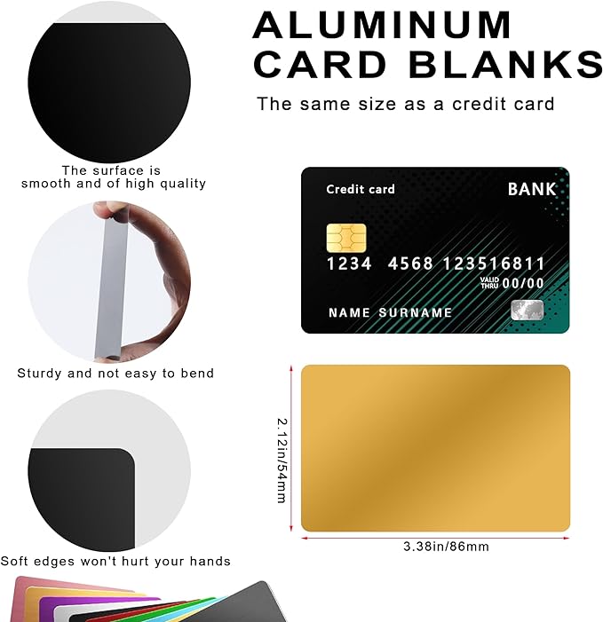 300 Pcs Metal Business Card Blanks Colorful Metal Business Cards for Customize Name Card Reliable and Sturdy Multipurpose Aluminum Business Card Blanks DIY Cards (3.38'' x 2.12'' x 0.01'')…