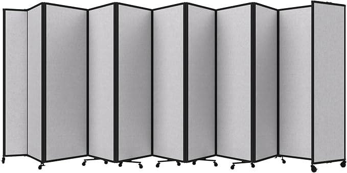 Versare Room Divider 360 Portable Wall Partition | Folding Panels | Large Freestanding Divider | Locking Wheels | Temporary Room Separator