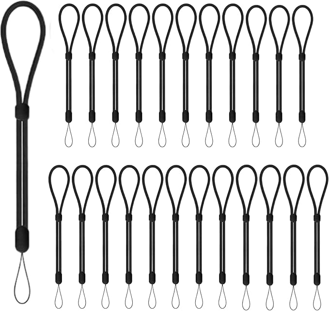 Wrist Strap Lanyard, 24 Pack Adjustable Wristlet Phone Lanyards for Keys, Cell Phone, Camera, USB Flash Drives, Flashlight, Keychain, ID Name Tag Badge(Black)