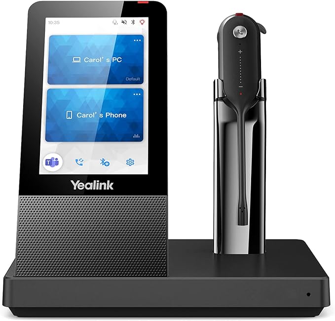Yealink Wireless DECT Headset WH67,Office Single Ear (Mono) Bluetooth Headset to Desk Phone,Cell Phone and PC,Compatible with Zoom,RingCentral,8X8, Avaya,8H Talktime,394 ft Range
