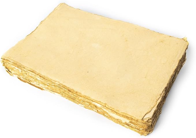 Blank Vintage Handmade Deckled Edge Paper | 75 Sheets of Recycled Cotton Papers, Perfect Sheet for Any Medium, Blank Watercolor Paper Cards, 150 GSM Thick & Acid-Free Antique Paper