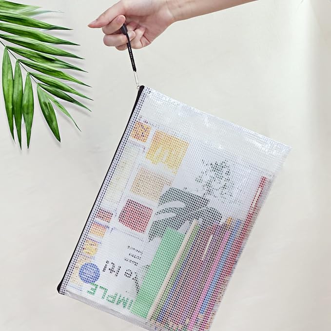 EOOUT 56pcs Mesh Zipper Pouch Zipper Bag, Durable Pouches for Organization Puzzle Storage, Letter Size, A4 Size, for Office Supplies