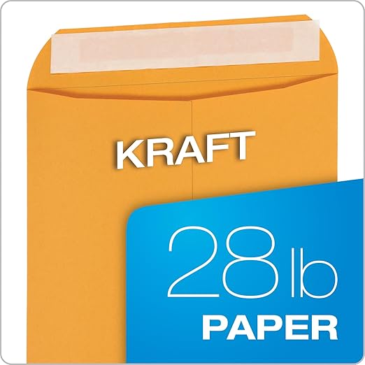 Columbian 9 x 12 Catalog Envelopes with Self Seal Closure, 28 lb Brown Kraft, for Mailing Flat Letter Size Documents or Photos, 100 Per Box (COLO341)