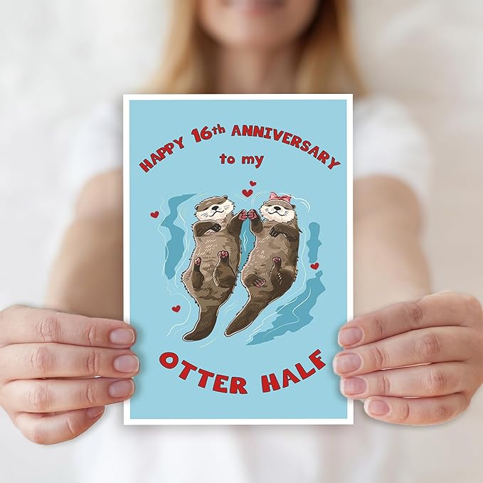 Funny 16th Anniversary Card,16 Years Wedding Anniversary Card,Gifts for Him Her 16th Anniversary Card,Romantic Anniversary Card for Women Men