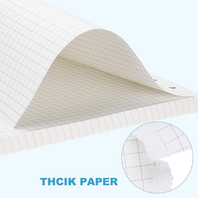 PATIKIL Grid Refill Paper 9-Ring Binder Loose Leaf Planner Filler Paper Planner Inserts, 160 Sheets/320 Pages, Lined