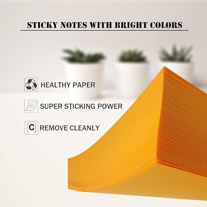 Sticky Notes Bulk, Ezzgol 60 Pads Sticky Notes, 3 X 3 Inch, 100 Sheets/Pad, Assorted Bright Colors Sticky Notes Pack,Great Sticking Power