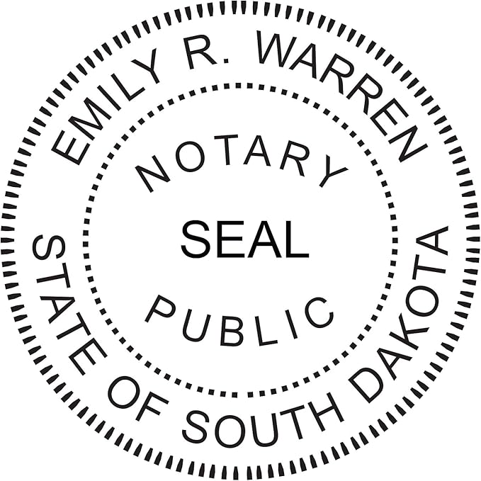 Round Notary Stamp for State of South Dakota- Self Inking Stamp - Top Brand Unit with Bottom Locking Cover for Longer Lasting Stamp - 5 Year Warranty