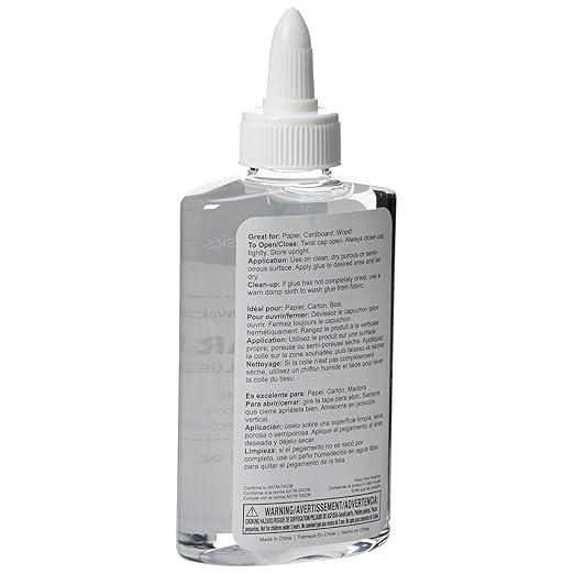 Amazon Basics Washable Liquid School Glue, 5 oz Bottle, 147ml, 6-Pack, Clear