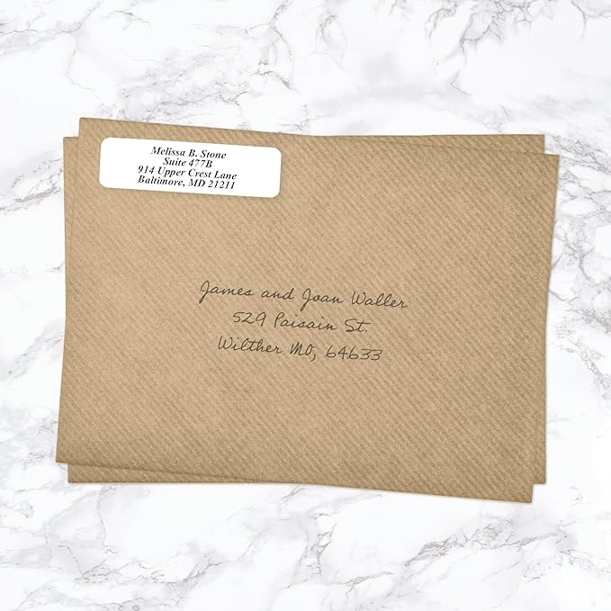 White Personalized Return Address Labels with Elegant Dispenser - Roll of 500 Custom Stickers