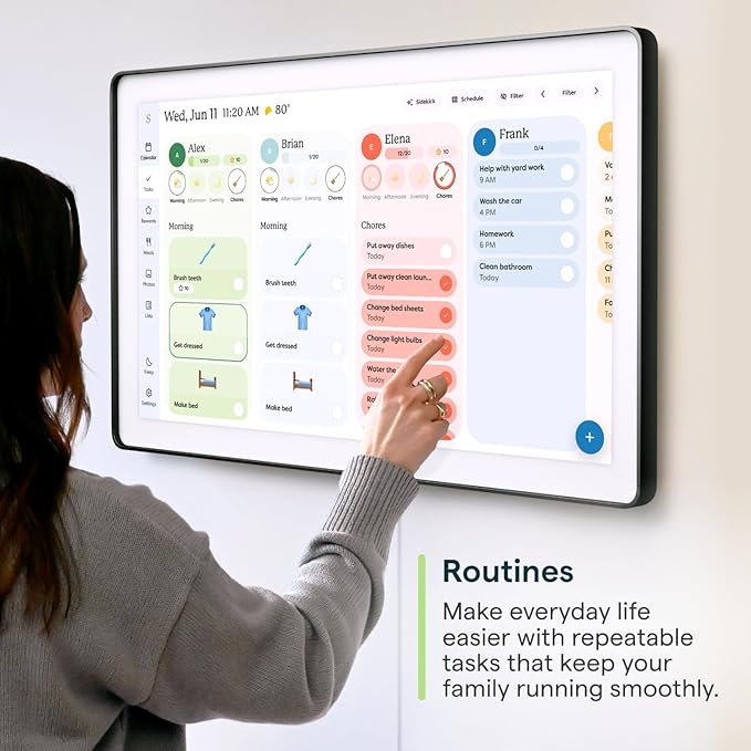 Skylight Calendar Max: 27-Inch Smart Digital Calendar & Chore Chart, Family Organizer with Interactive Touchscreen Display – Wall Mountable in Portrait or Landscape, Charcoal Shadowbox Frame