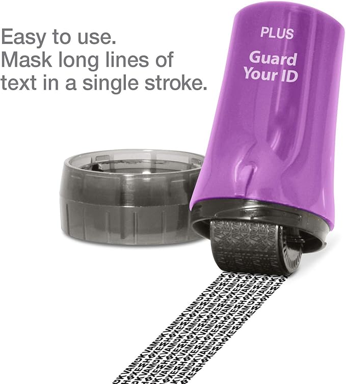 ID Roller 3-Pack - Advanced 2.0 Theft Protection Stamping by Guard Your ID Identity Prevention (Mixed Color: Blue, Pink, Purple)
