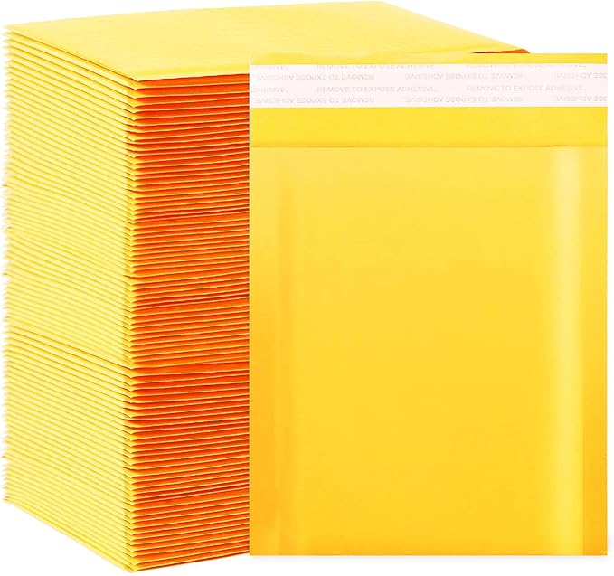 Kraft bubble mailers 6x9 Inch 200 Pack,Self-Sealing Paper Envelopes for Packaging,Strong Adhesion Envelope Mailers, Small Waterproof Cushioned Padded Shipping Bags Yellow #0