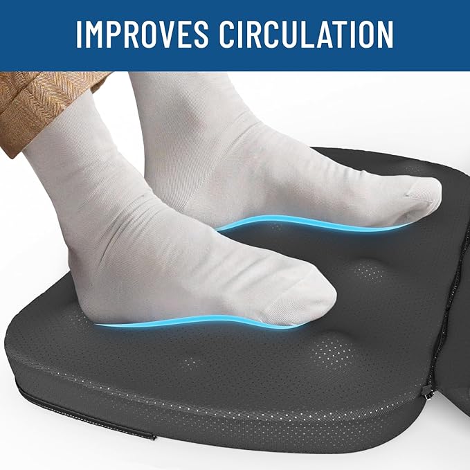 Everlasting Comfort Foot Rest for Under Desk at Work with Pressure Point Nodes - Memory Foam Office Foot Stool & Under Desk Footrest Leg Elevation Pillow for Gaming & Home Office, Supports Posture