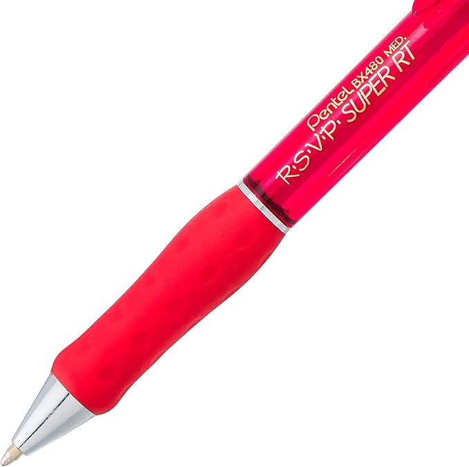 Pentel RSVP Super RT Ballpoint Pen, (1.0mm) Medium Line, Assorted Ink (ABCD), 4-pk - BX480BP4M