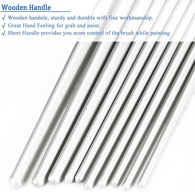 BOSOBO Paint Brushes Set, 10 Pack 100 Pcs Round Pointed Tip Paintbrushes Nylon Hair Artist Acrylic Paint Brushes for Acrylic Oil Watercolor, Face Nail Art, Miniature Detailing & Rock Painting, White