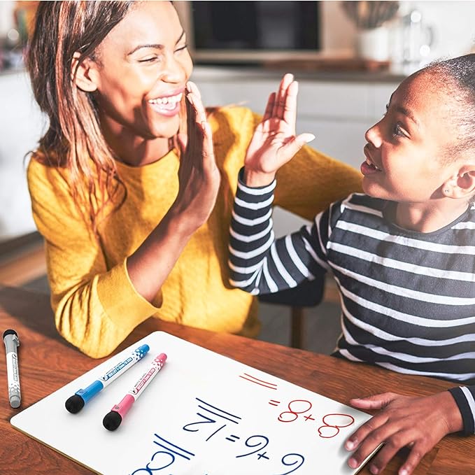 Nicpro Dry Erase Lap Board 9 x 12 inches 2 Pack Kid Double Sided Blank Small Lapboard with 8 Pens, 2 Eraser, Learning Mini Whiteboard Portable Drawing Board for Student and Classroom Use