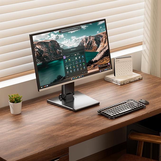 Jakeko Lay Flat Low Profile Monitor Stand - For 14-24" Screens Ergonomic Adjustable Desktop Mount With 100x100mm Compatibility