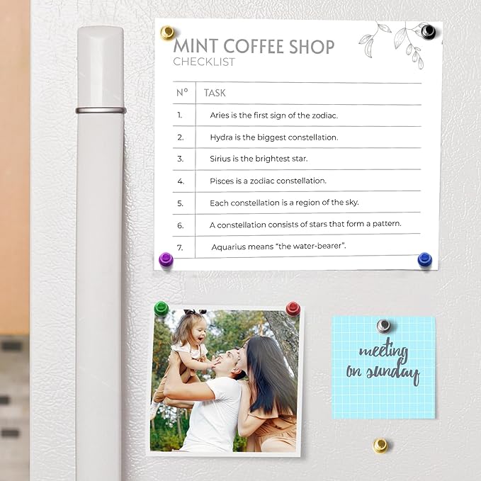 Strong Whiteboard Magnets, Tiny Cute Magnetic Push Pins for Refrigerator, Craft, 56PCS Magnetic Clips, Black Neodymium Magnets for Kitchen, Office, Bulletin Board, Shopping List