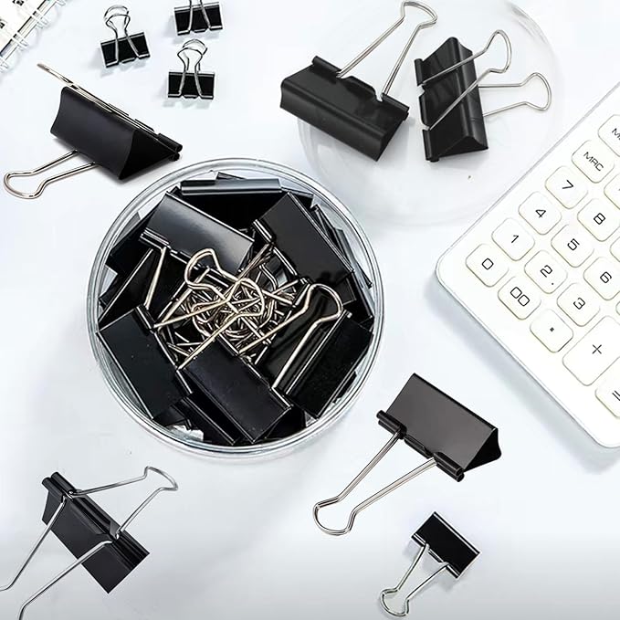 208 Pack Binder Clips Paper Clamps Assorted Size (Black) with Box, Jumbo, Large, Medium, Small, Mini and Micro,6 Sizes for Office, School and Home