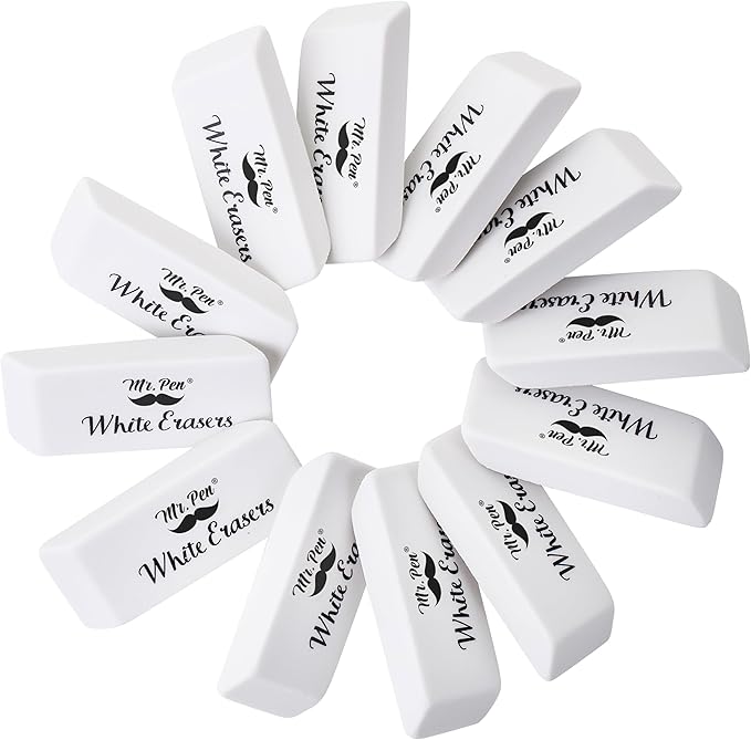 Mr. Pen- White Pencil Eraser, 72 Pack, Block Erasers for Pencils, Large Eraser, White Erasers Bulk