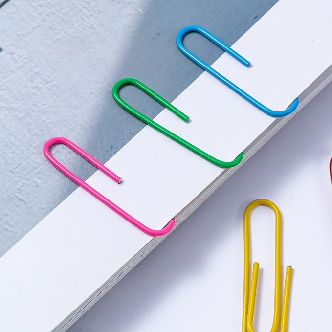 Colored Jumbo Paper Clips, 300pcs 2 Inch (50 mm) Paper Clip Paperclips Colorful Clips for Paperwork Ideal for Home, School and Office Use Colored (Colorful, 2 Inch)