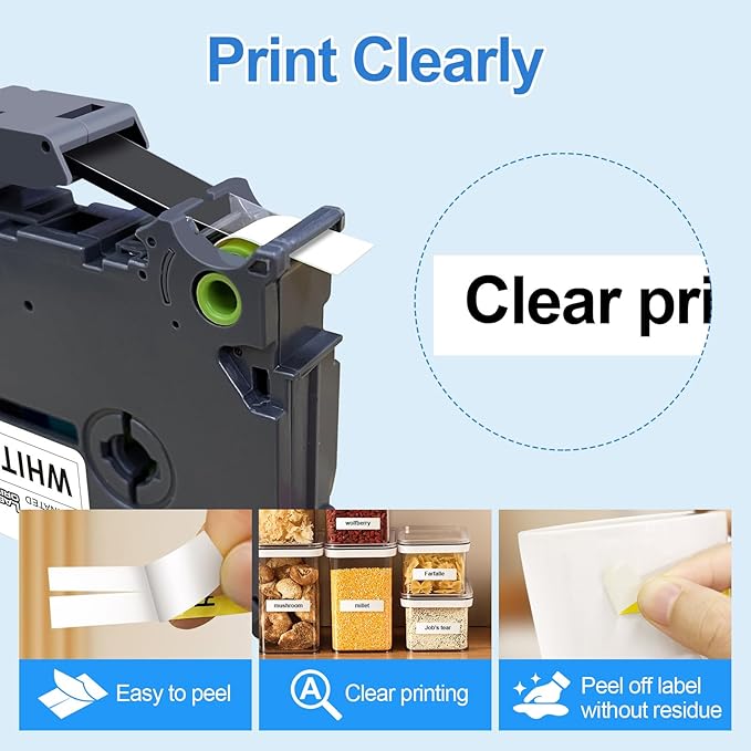 Label Orison TZe-131 Tze Tapes Compatible with Brother P-Touch Label Tape Clear, for Brother Label Maker Tape T-D210 PT-H100 PT-1880, Black on Clear, 1/2''(12mm) x 26.2'(8m), 5PK